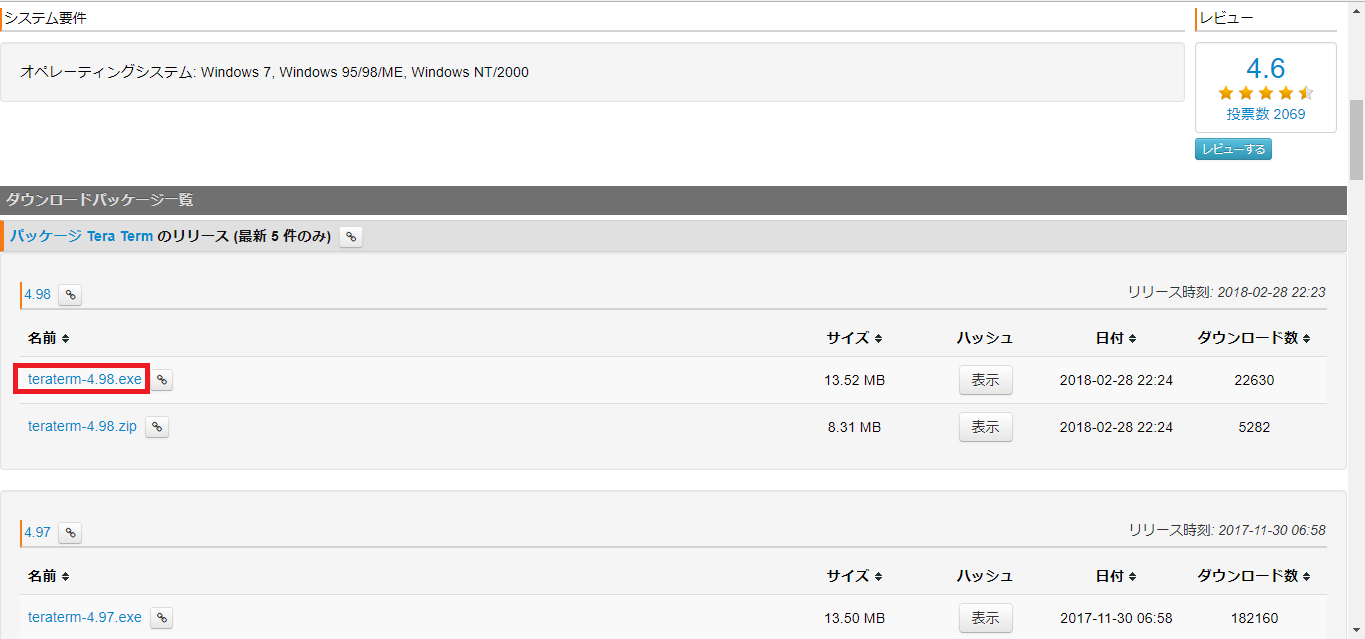 teratermダウンロードページ1